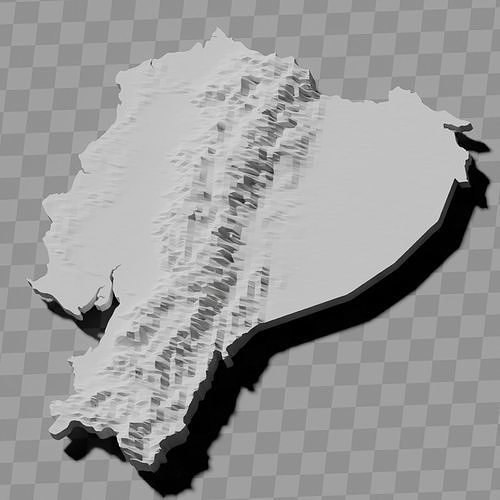 Ecuador Basic Topography Maps Collection Low-poly 3D print model
