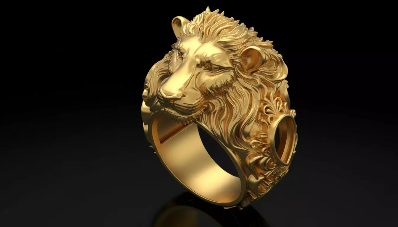 Majestic Lion Head Men Ring 3D Print Model Jewelry CAD Design 3D print model