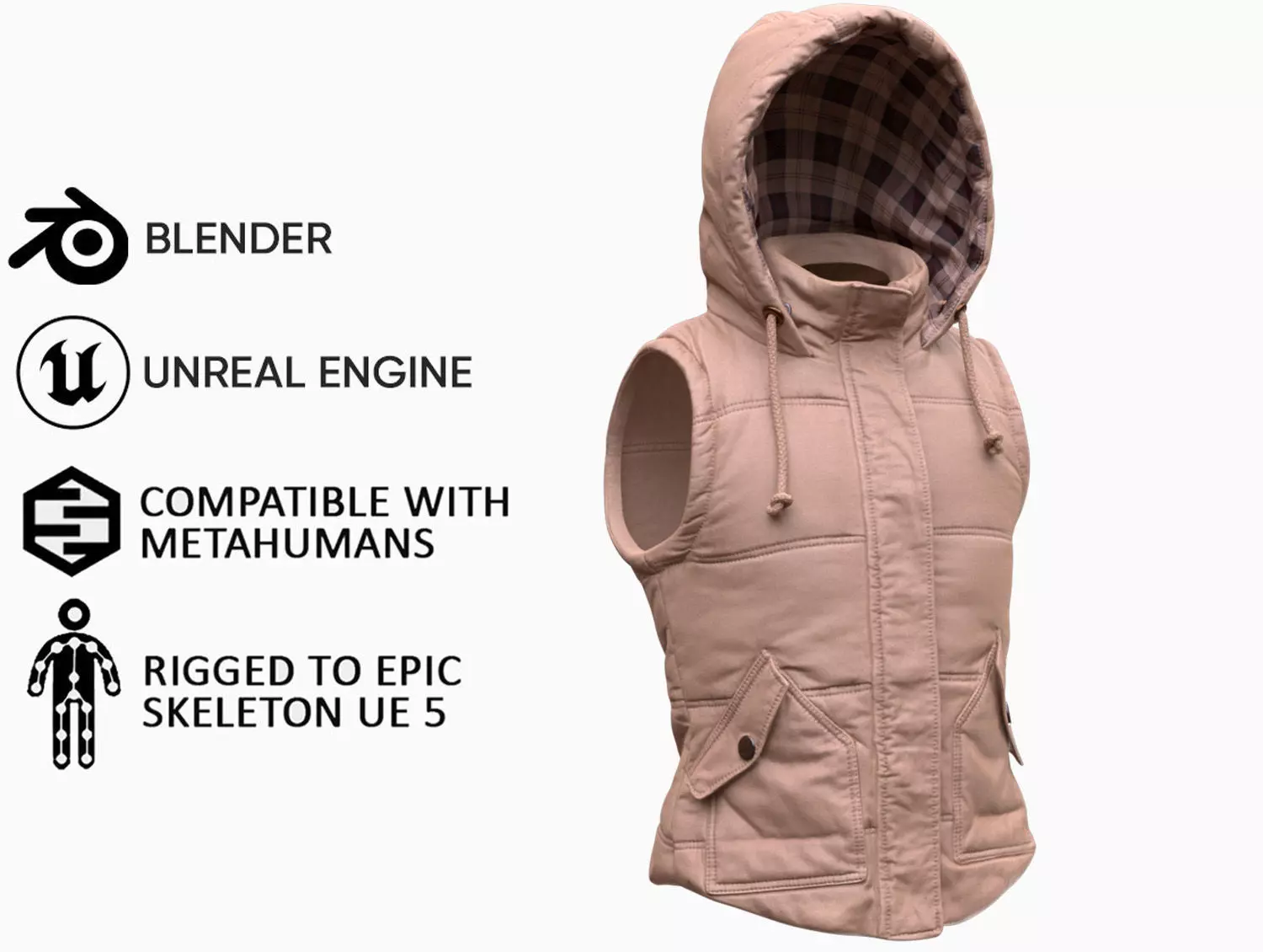Vest 92 - All MH Bodies and UE5 Skeletons - Rigged Low-poly 3D model_0