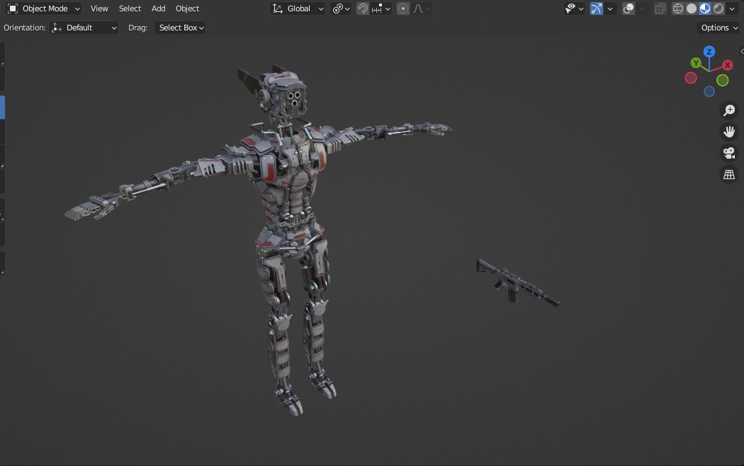 Heavy armored scifi robot character gameready Low-poly 3D model_38