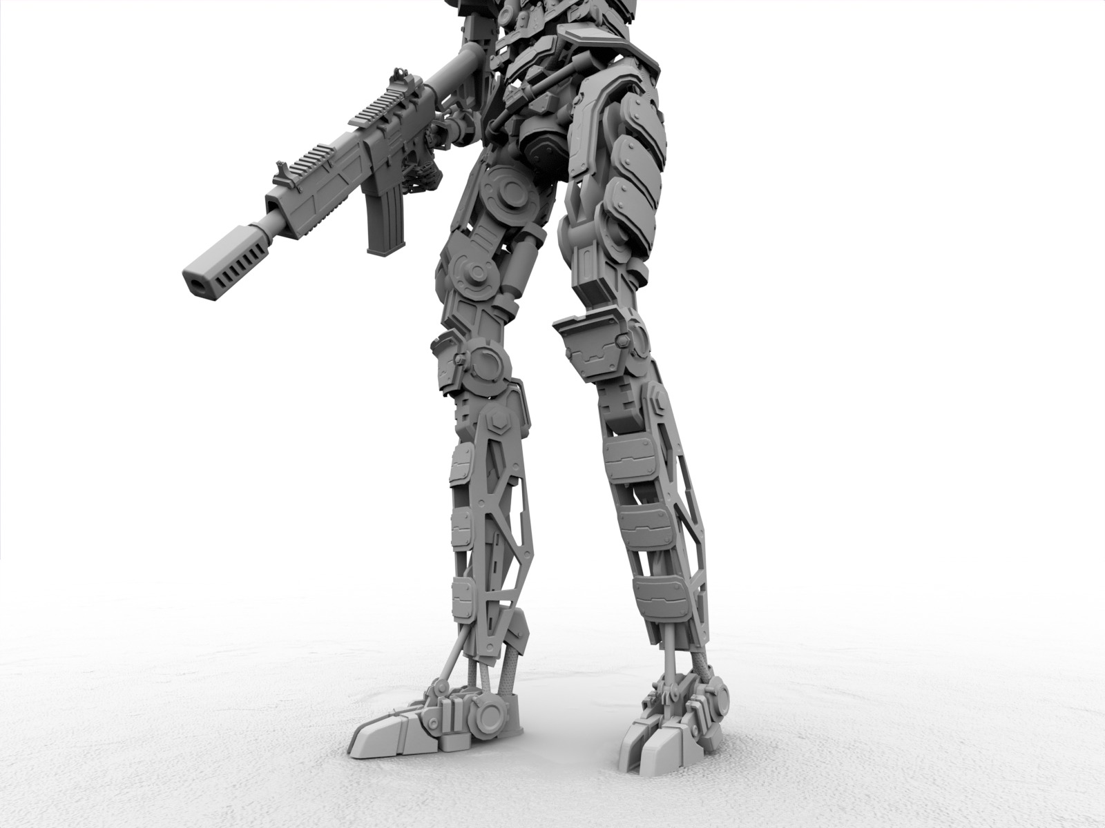 Heavy armored scifi robot character gameready Low-poly 3D model_28