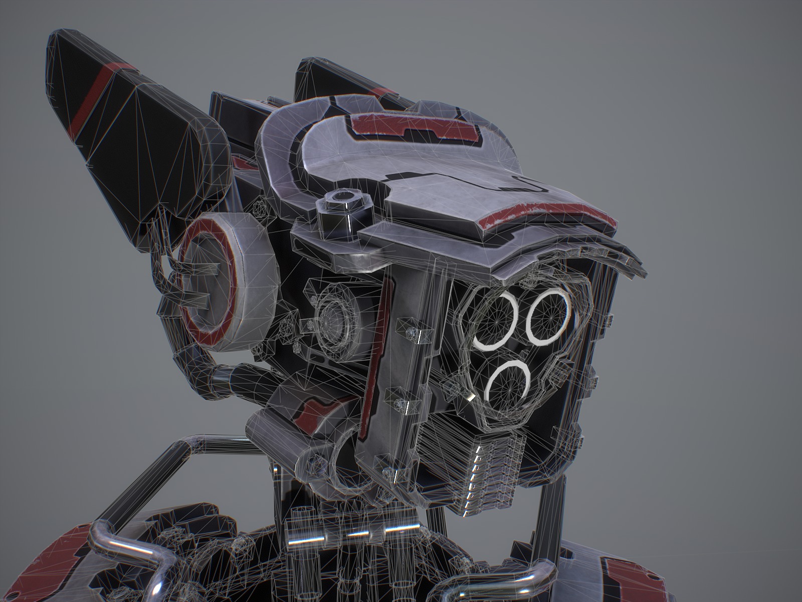 Heavy armored scifi robot character gameready Low-poly 3D model_18