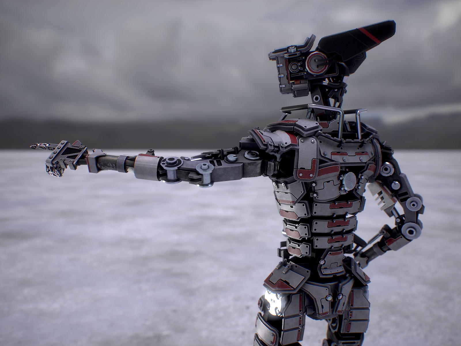 Heavy armored scifi robot character gameready Low-poly 3D model_6