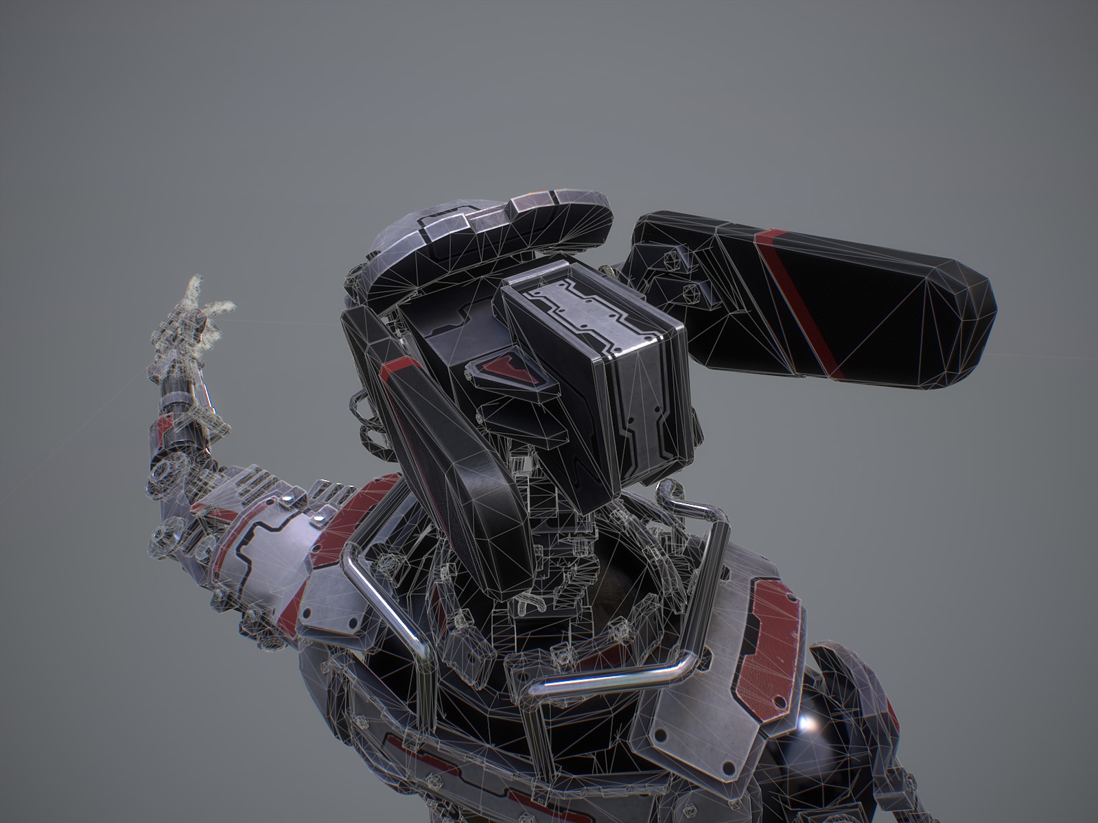 Heavy armored scifi robot character gameready Low-poly 3D model_17