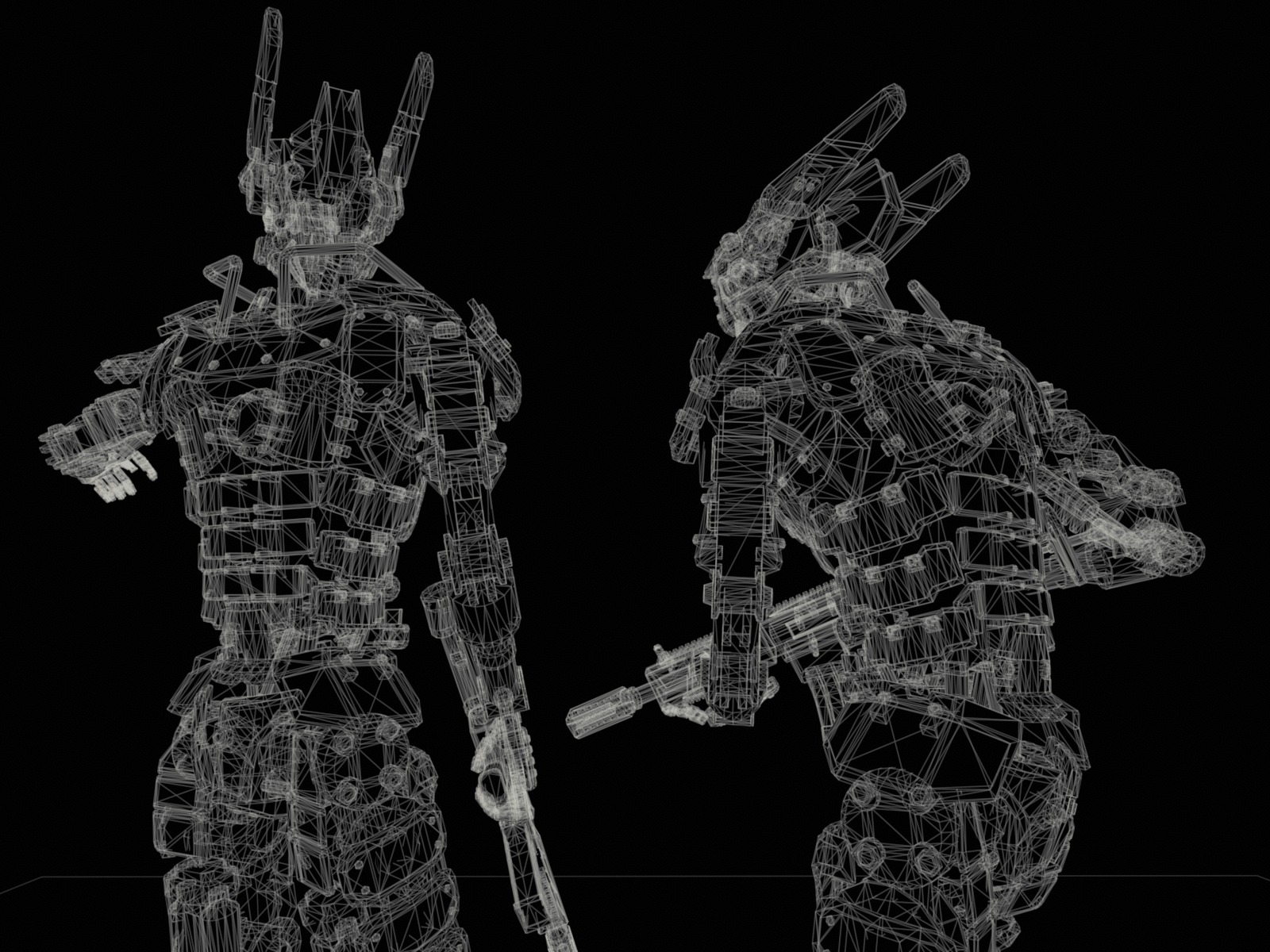 Heavy armored scifi robot character gameready Low-poly 3D model_35