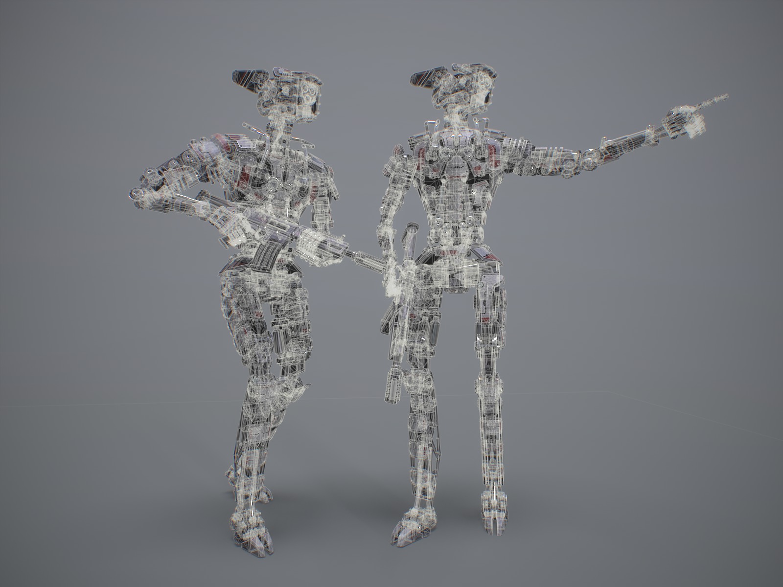 Heavy armored scifi robot character gameready Low-poly 3D model_14