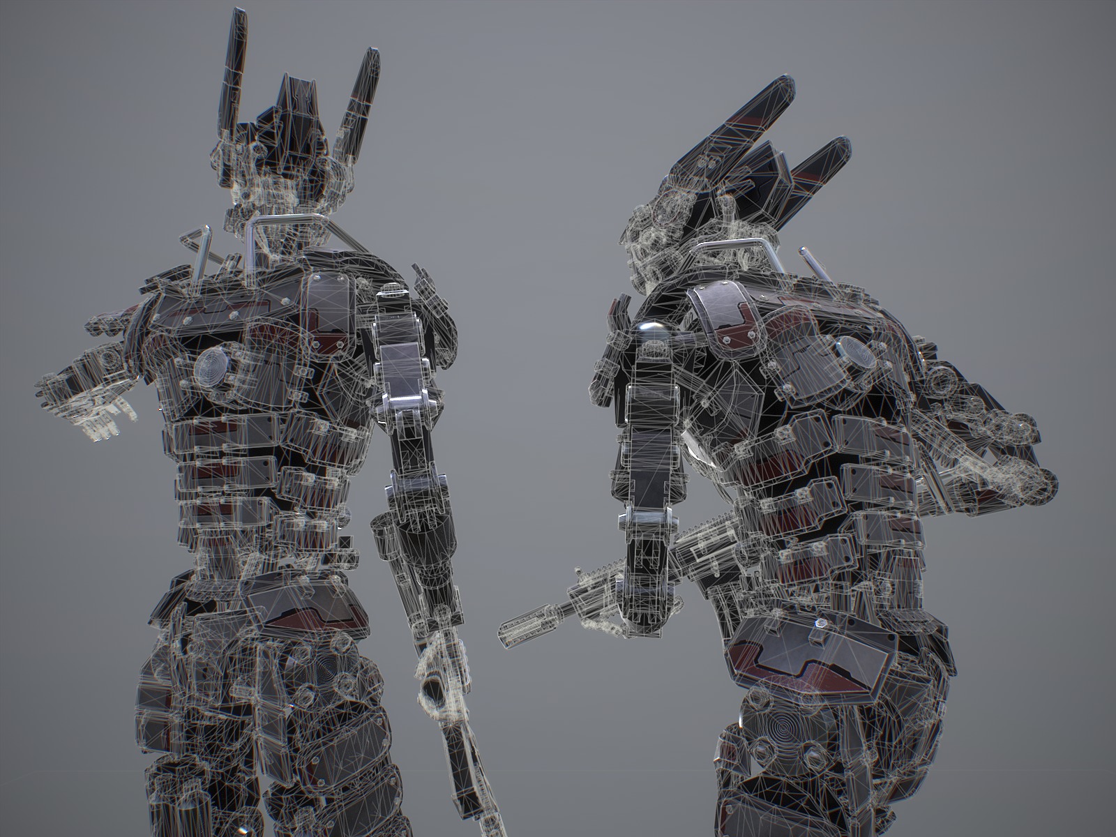 Heavy armored scifi robot character gameready Low-poly 3D model_19