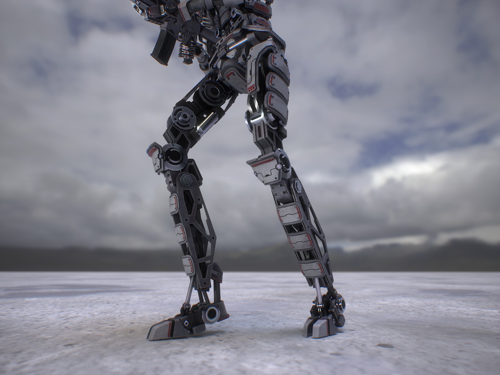 Heavy armored scifi robot character gameready Low-poly 3D model_11