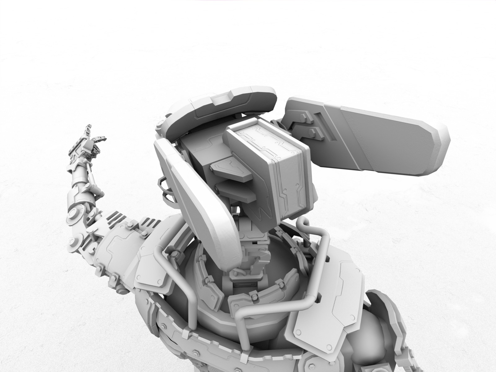 Heavy armored scifi robot character gameready Low-poly 3D model_26