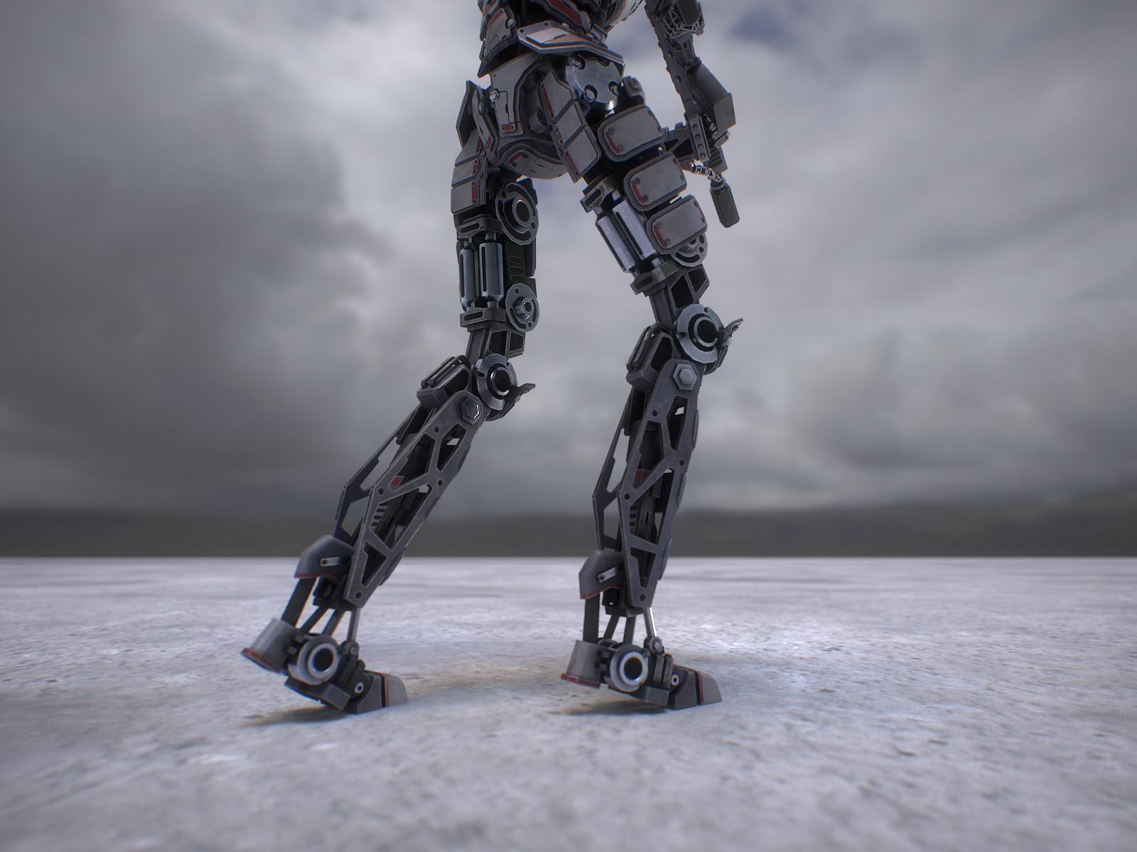 Heavy armored scifi robot character gameready Low-poly 3D model_12