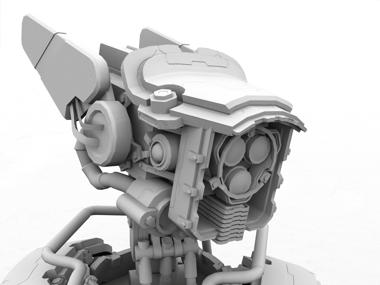 Heavy armored scifi robot character gameready Low-poly 3D model_25