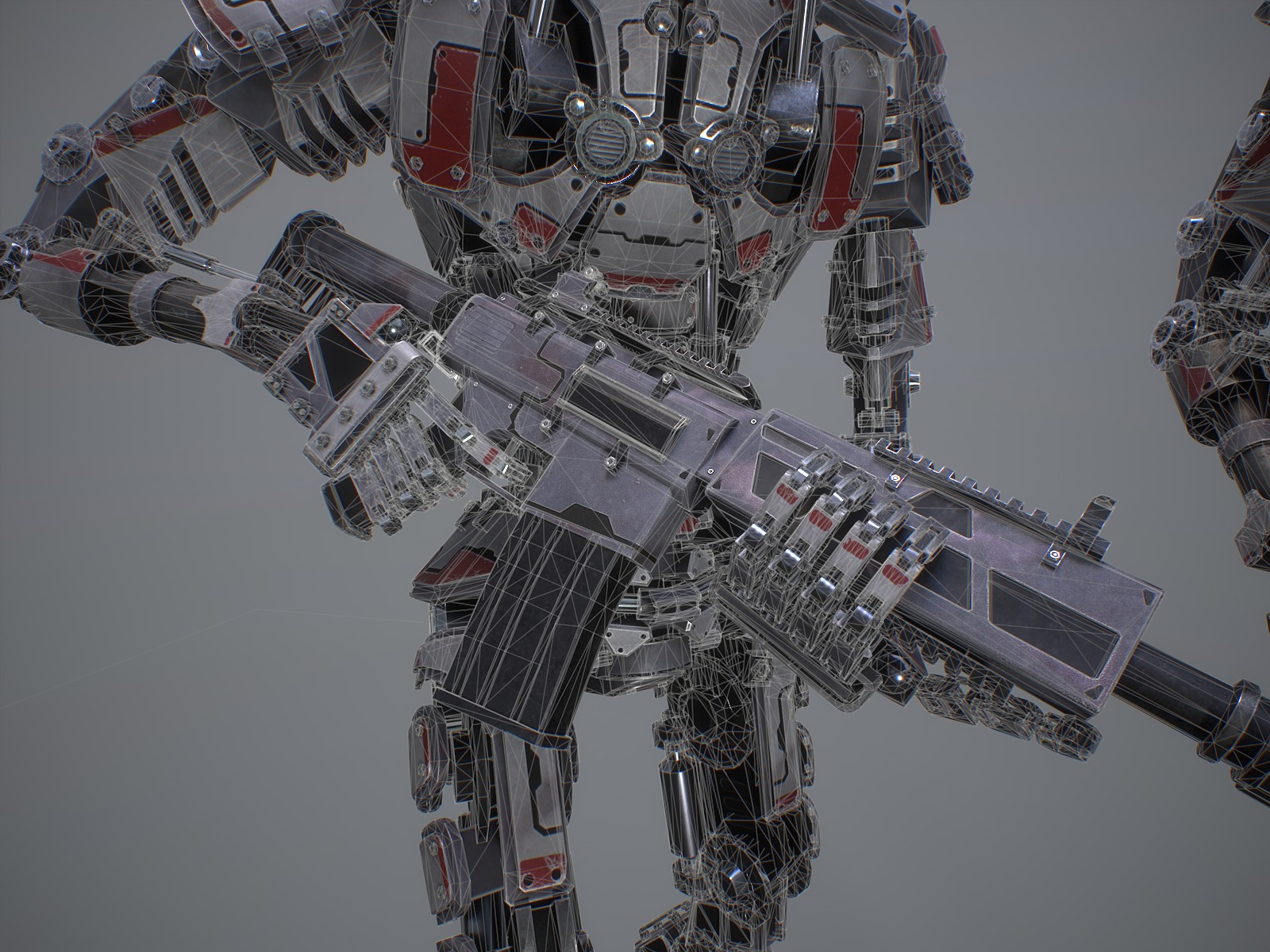 Heavy armored scifi robot character gameready Low-poly 3D model_16
