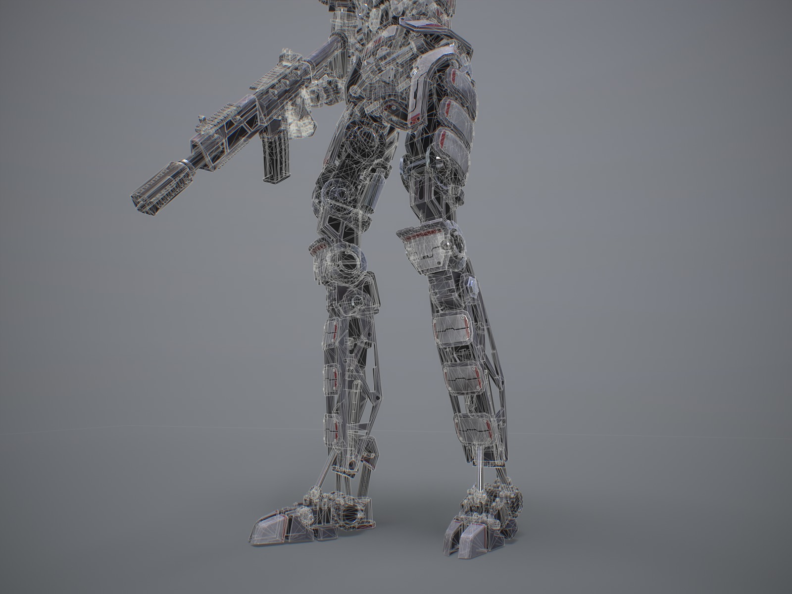 Heavy armored scifi robot character gameready Low-poly 3D model_20