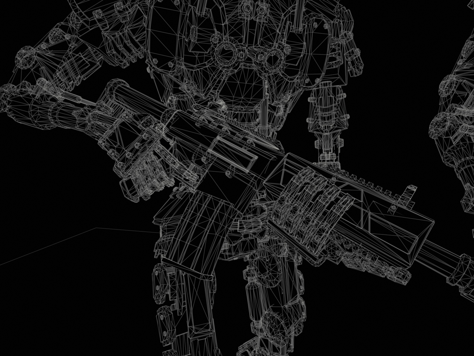 Heavy armored scifi robot character gameready Low-poly 3D model_32