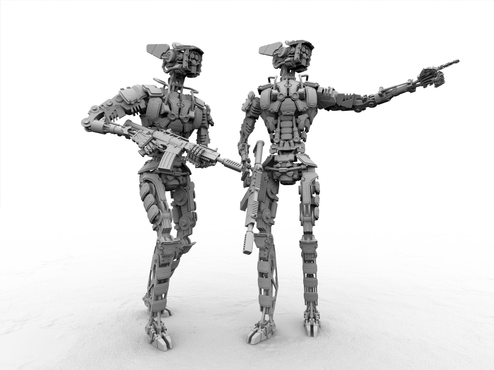 Heavy armored scifi robot character gameready Low-poly 3D model_22