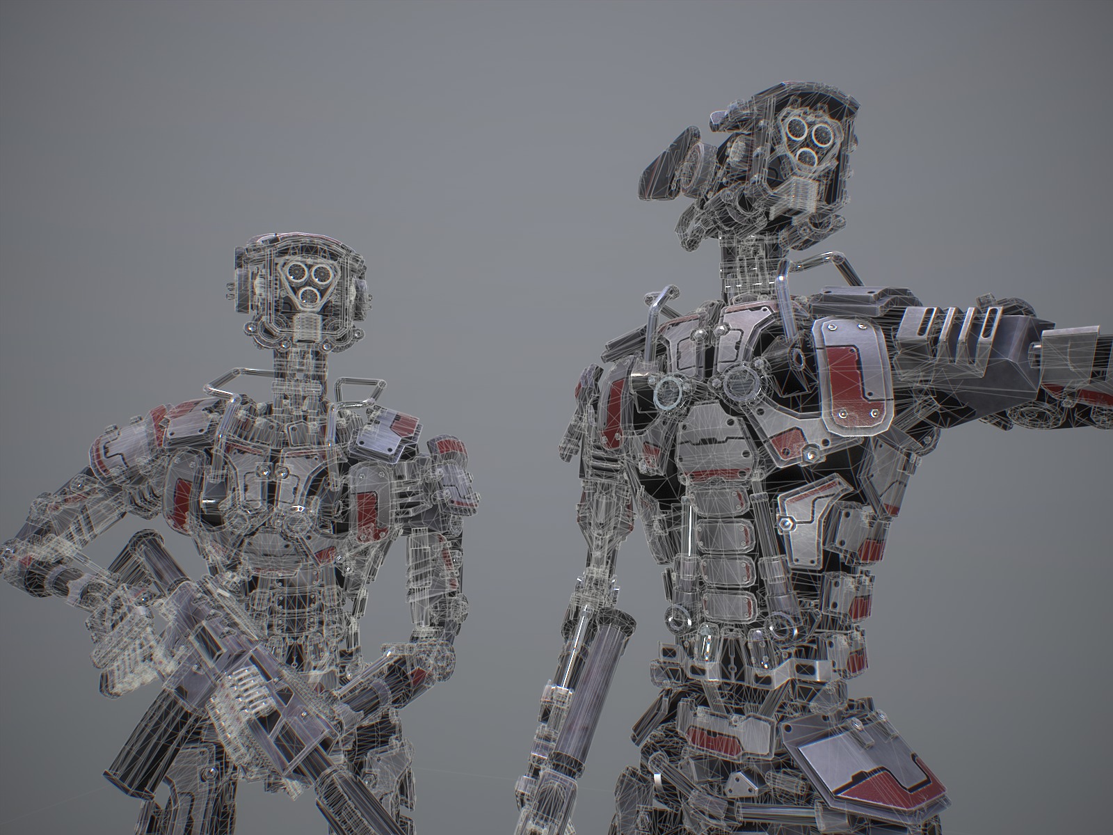 Heavy armored scifi robot character gameready Low-poly 3D model_15