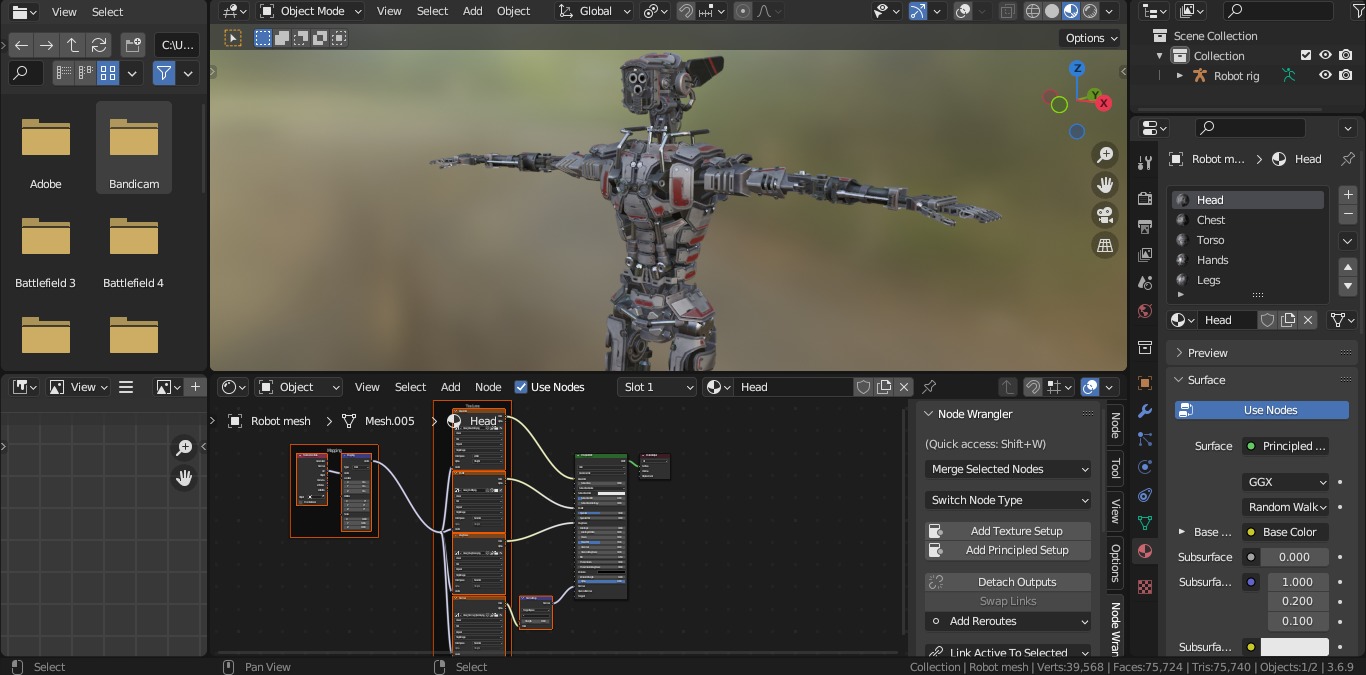 Heavy armored scifi robot character gameready Low-poly 3D model_46