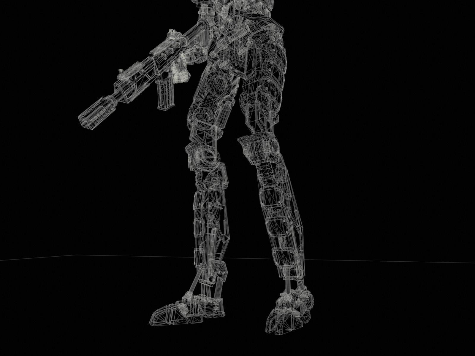 Heavy armored scifi robot character gameready Low-poly 3D model_34