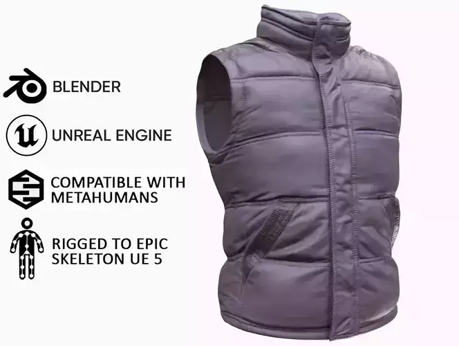 Vest 91 - All MH Bodies and UE5 Skeletons - Rigged Low-poly 3D model