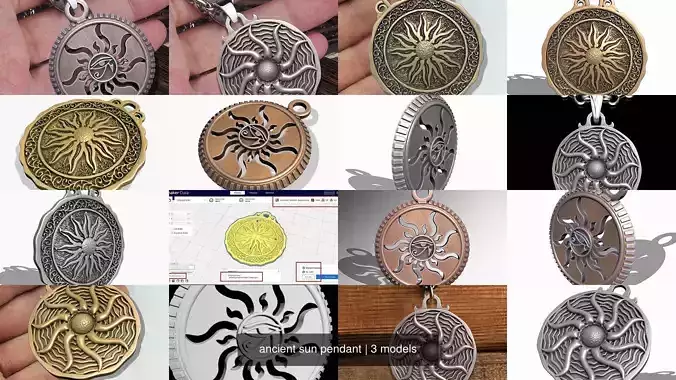 ancient sun pendant 3D Model Collection