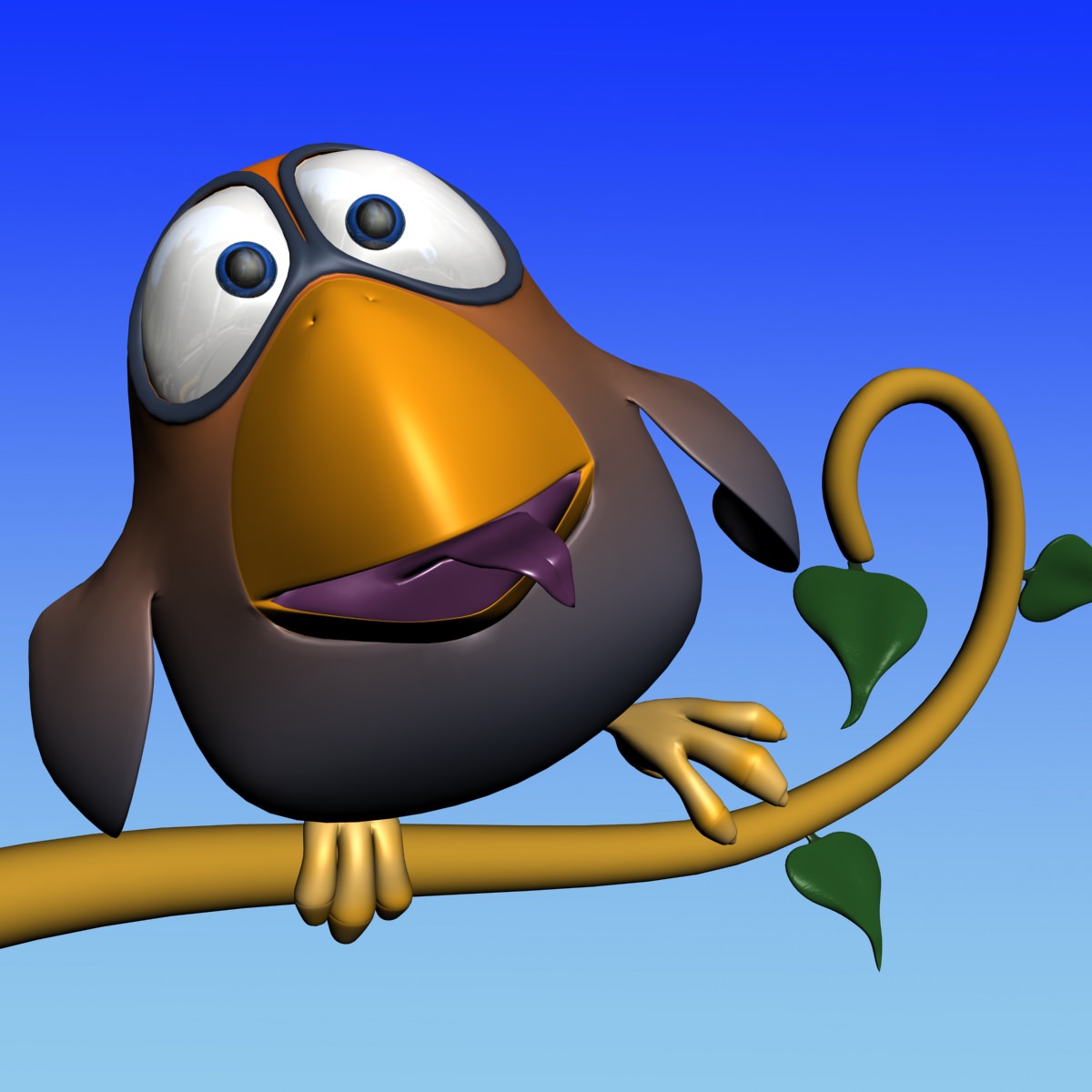 Cartoon Bird Rigged Low-poly 3D model_4