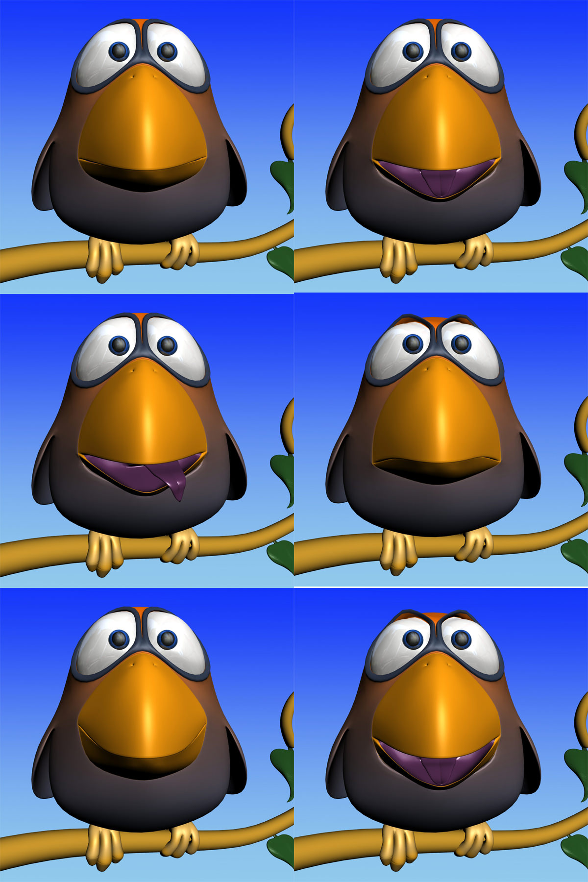 Cartoon Bird Rigged Low-poly 3D model_6