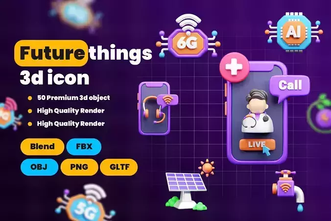 Future things 3d Illustration  Icon Pack 3D model