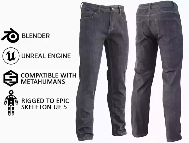 Jeans 86 - All MH Bodies and UE5 Skeletons - Rigged