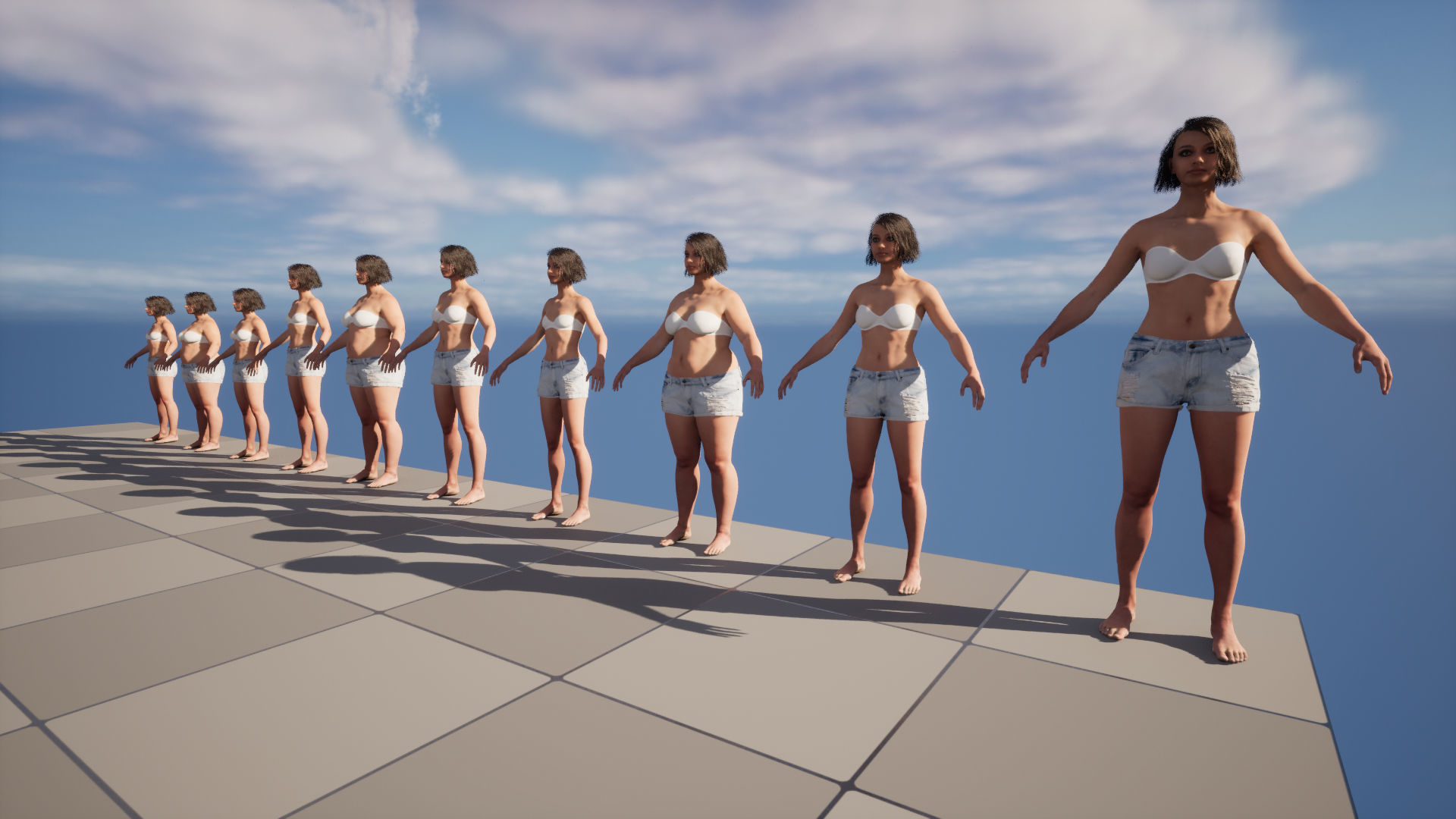 Denim Shorts 85 - All MH Bodies and UE5 Skeletons - Rigged Low-poly 3D model_18