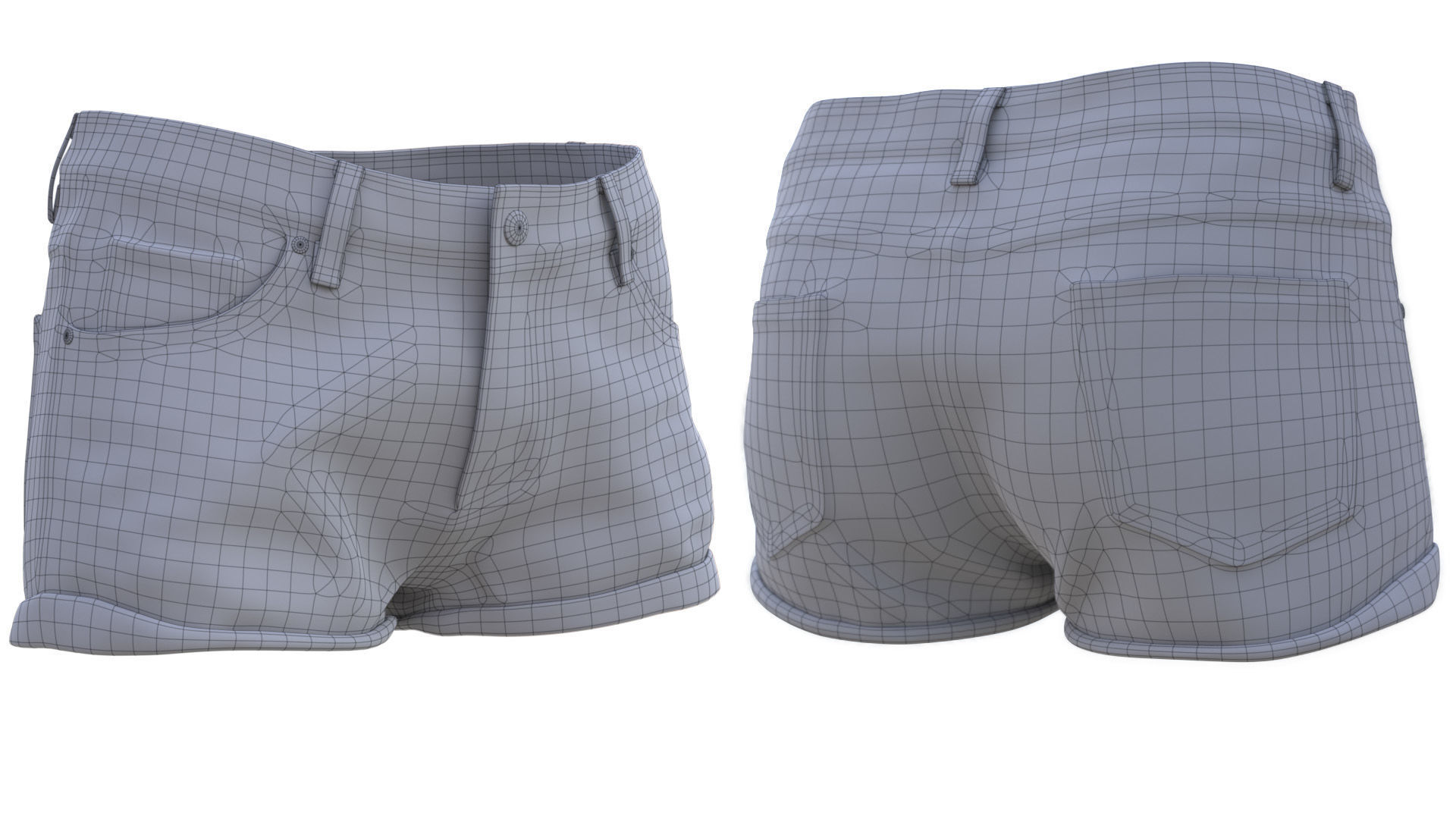 Denim Shorts 85 - All MH Bodies and UE5 Skeletons - Rigged Low-poly 3D model_22