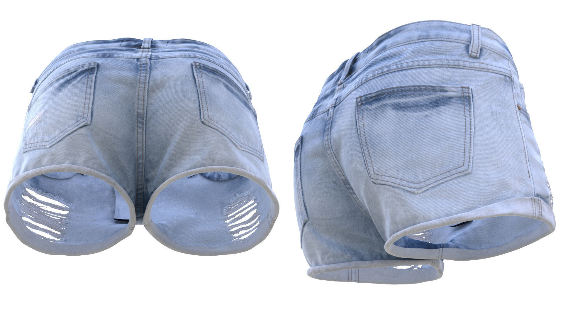 Denim Shorts 85 - All MH Bodies and UE5 Skeletons - Rigged Low-poly 3D model_15