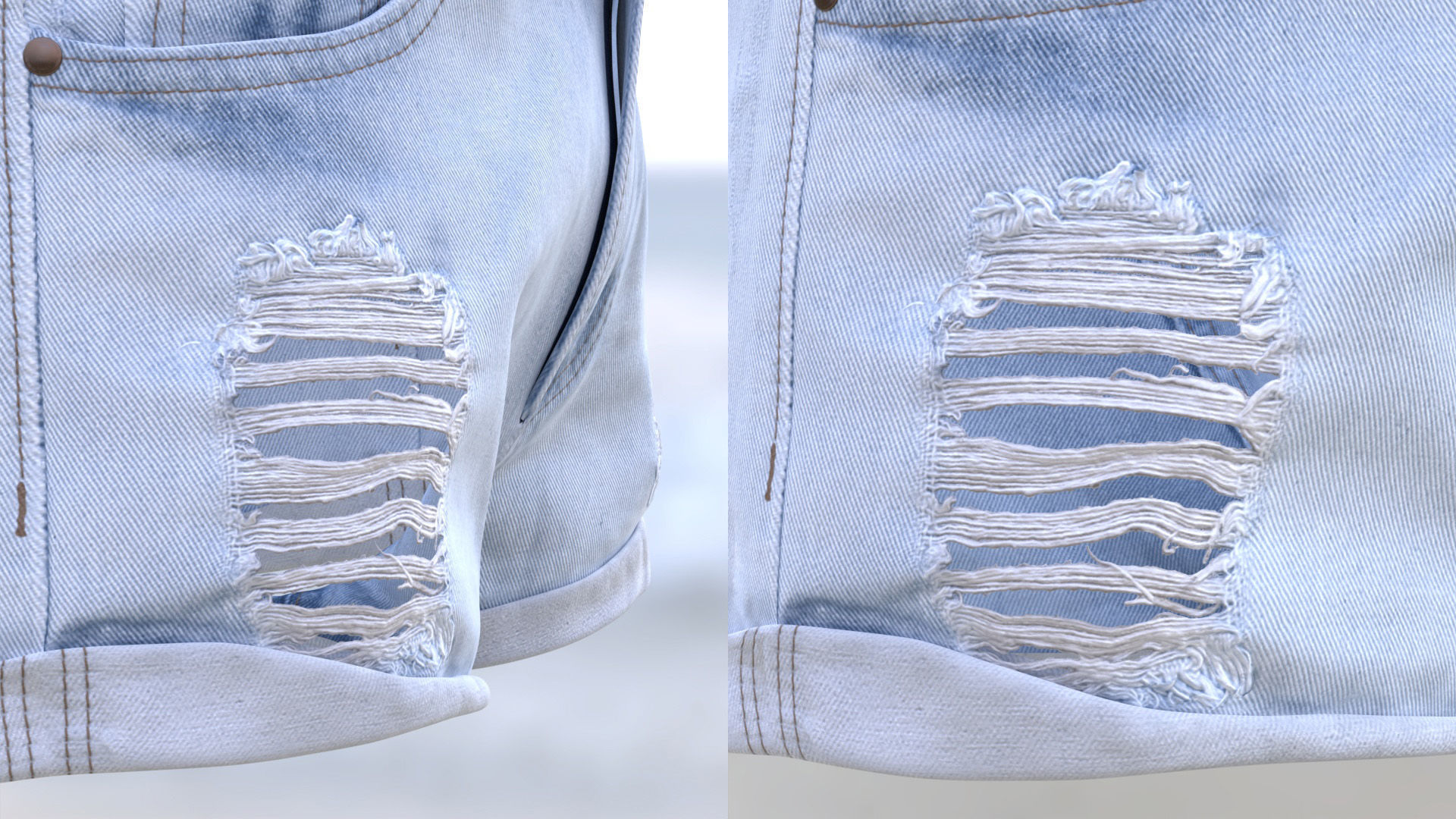 Denim Shorts 85 - All MH Bodies and UE5 Skeletons - Rigged Low-poly 3D model_7