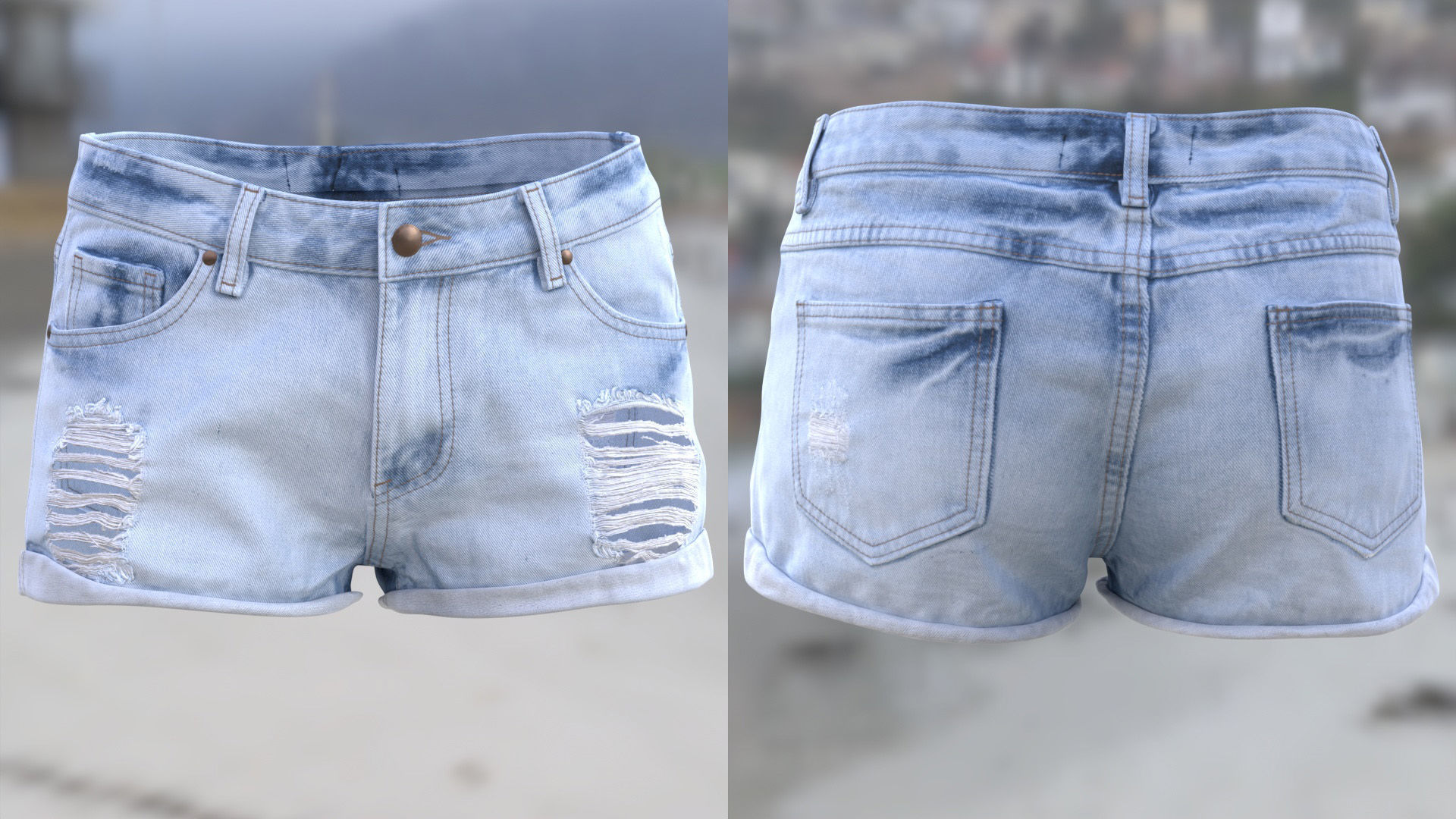 Denim Shorts 85 - All MH Bodies and UE5 Skeletons - Rigged Low-poly 3D model_9