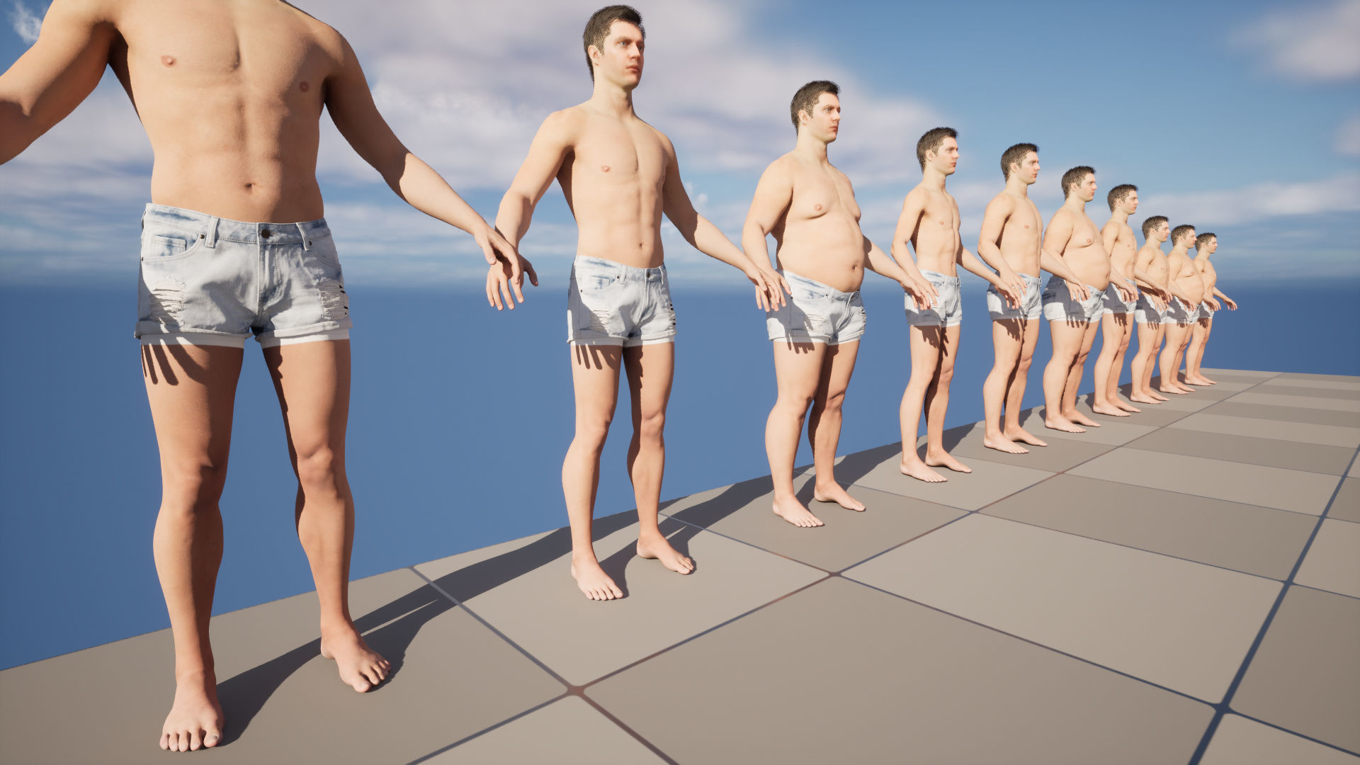 Denim Shorts 85 - All MH Bodies and UE5 Skeletons - Rigged Low-poly 3D model_17