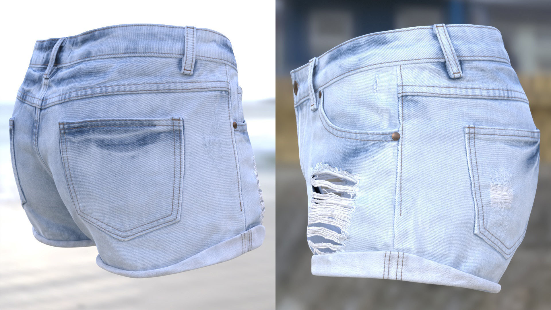 Denim Shorts 85 - All MH Bodies and UE5 Skeletons - Rigged Low-poly 3D model_12