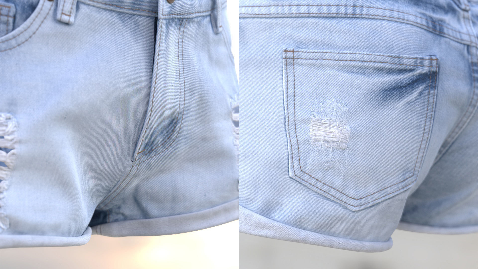 Denim Shorts 85 - All MH Bodies and UE5 Skeletons - Rigged Low-poly 3D model_10