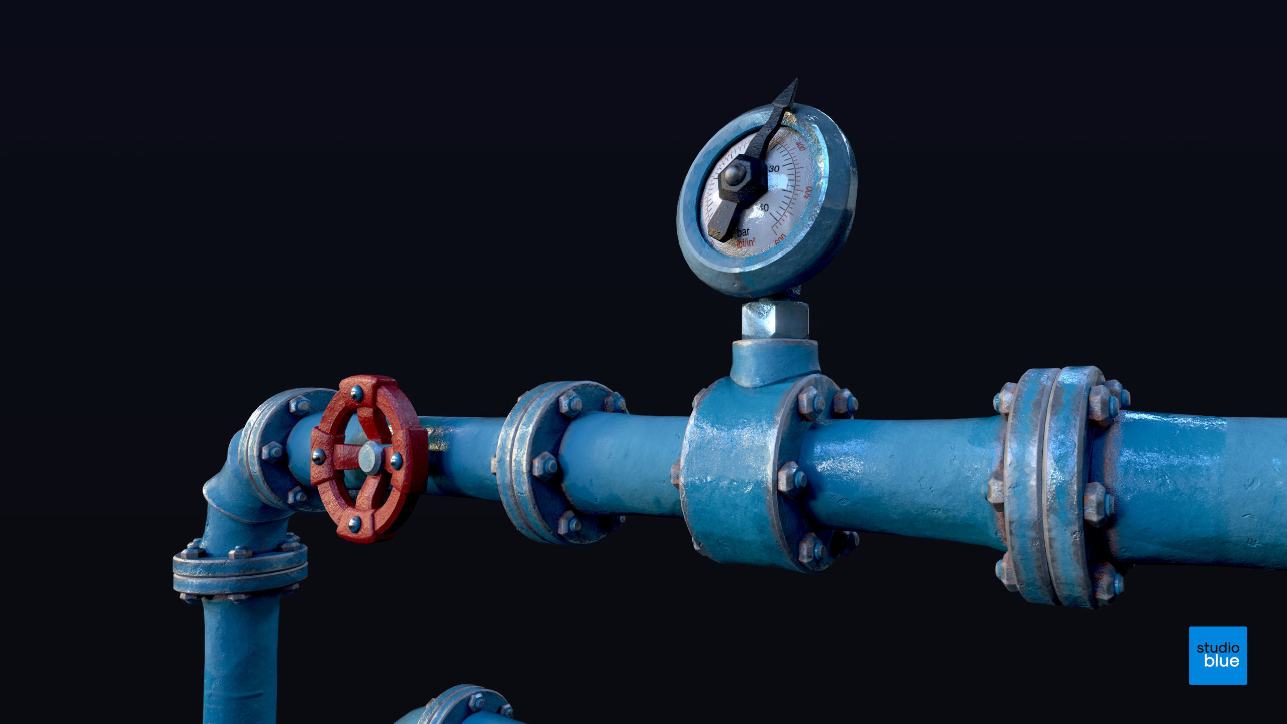 Stylised pipes and kit part pack Low-poly 3D model_1