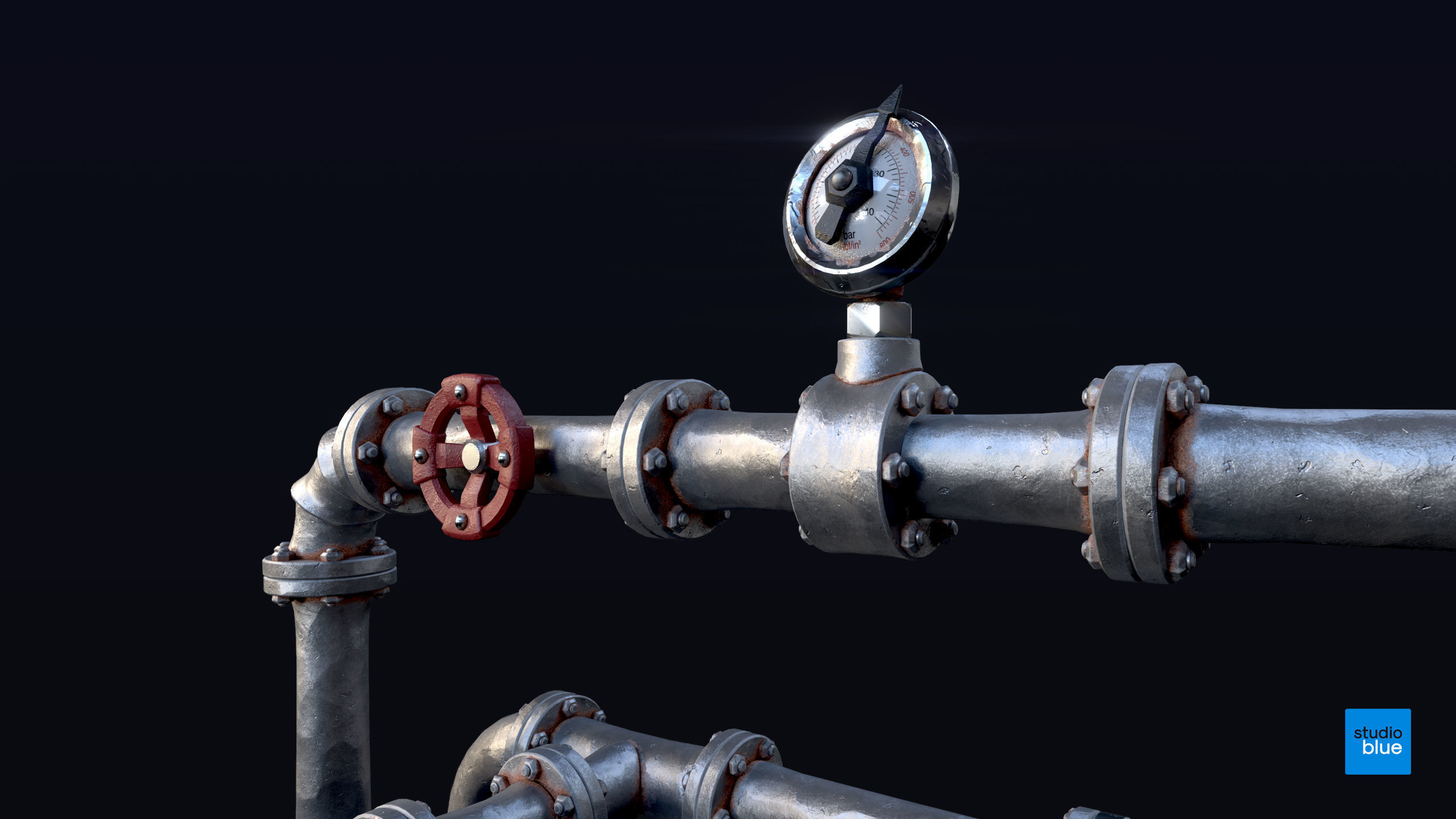 Stylised pipes and kit part pack Low-poly 3D model_4