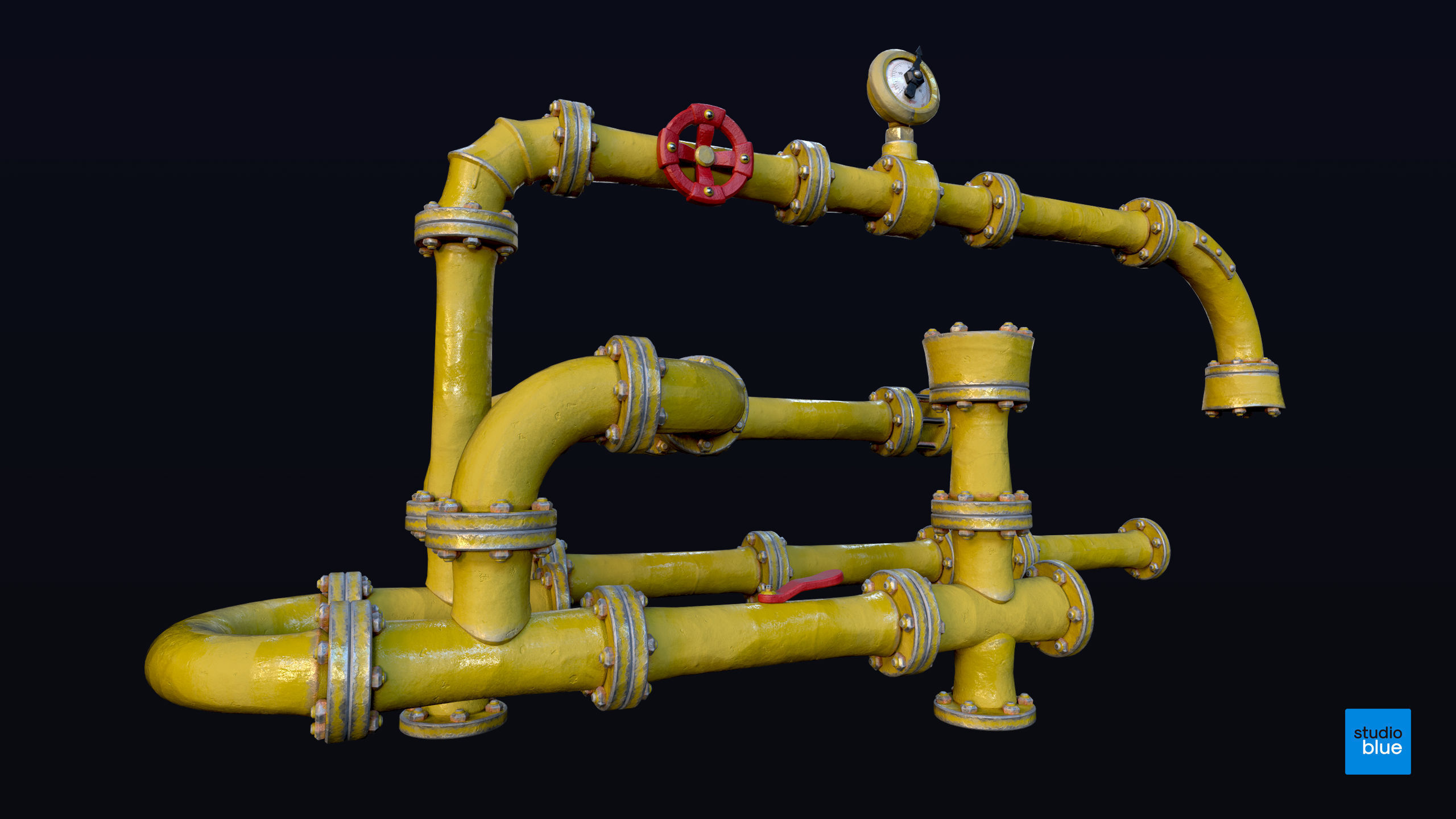 Stylised pipes and kit part pack Low-poly 3D model_6