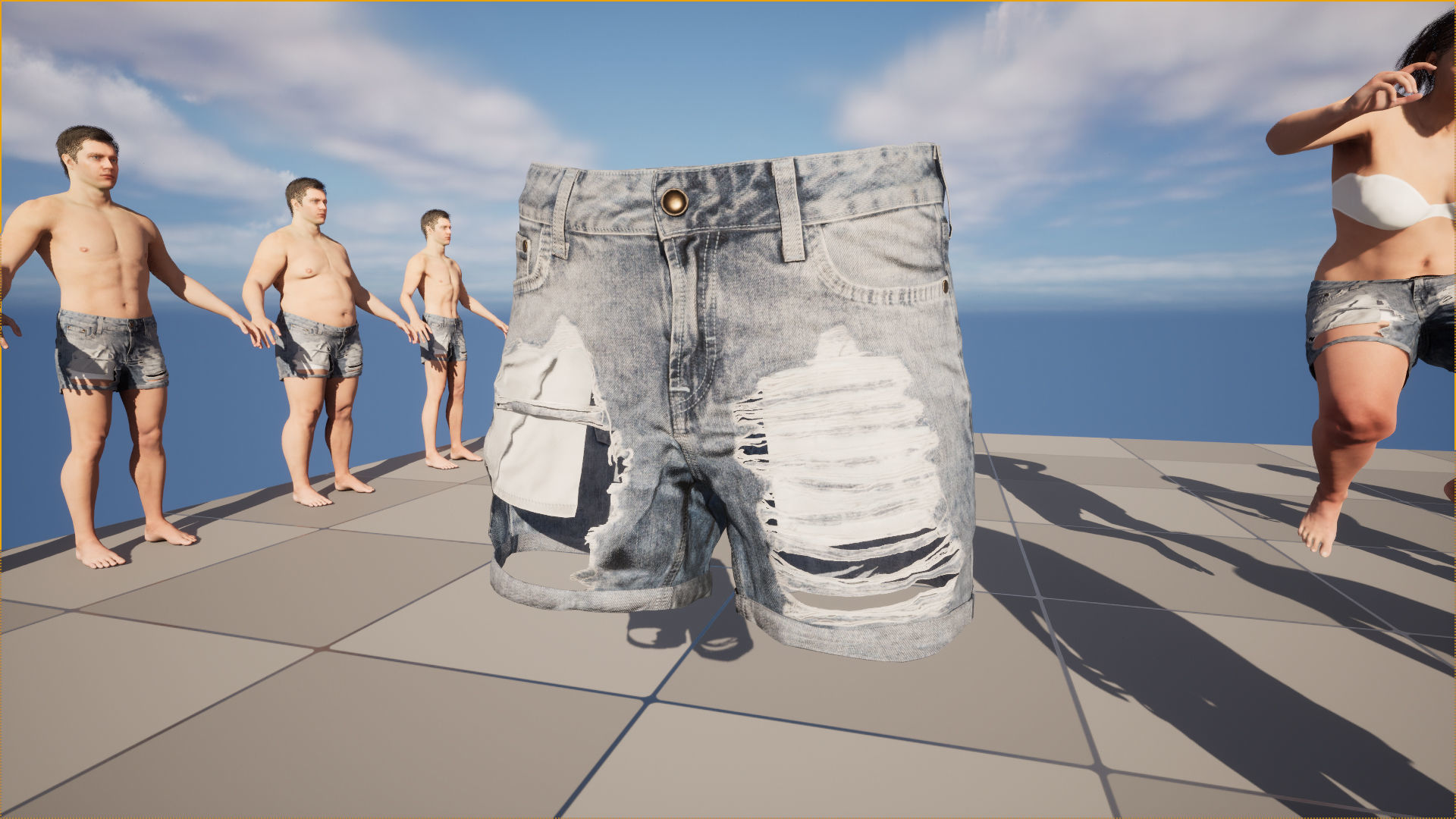 Denim Shorts 83 - All MH Bodies and UE5 Skeletons - Rigged Low-poly 3D model_20