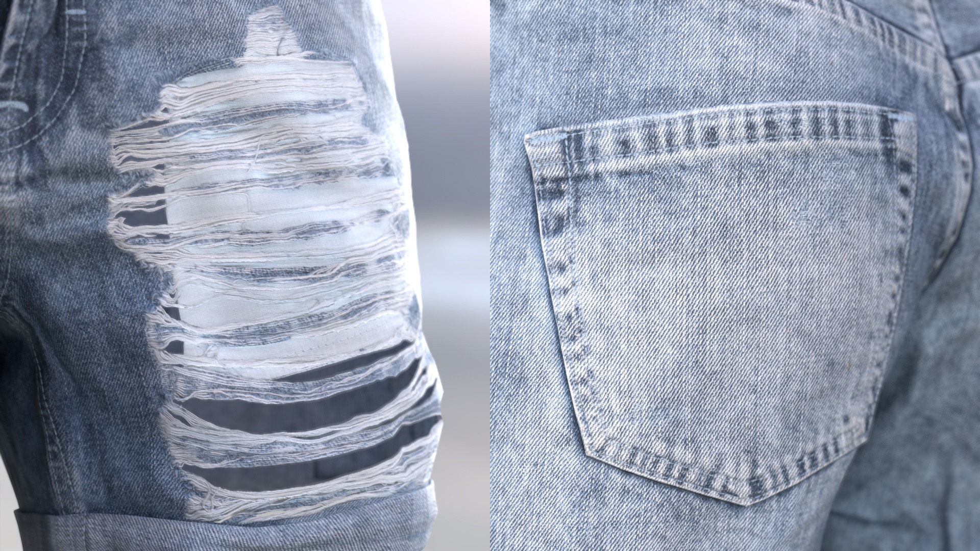 Denim Shorts 83 - All MH Bodies and UE5 Skeletons - Rigged Low-poly 3D model_10