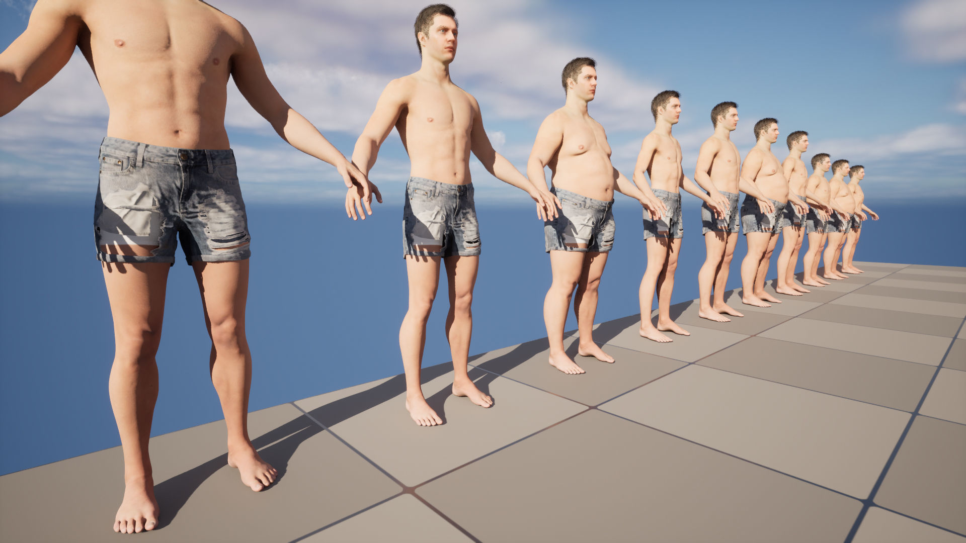 Denim Shorts 83 - All MH Bodies and UE5 Skeletons - Rigged Low-poly 3D model_17