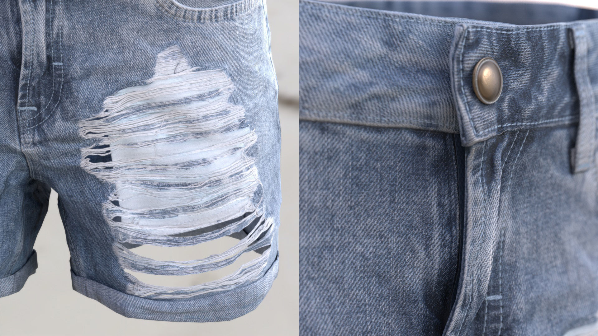 Denim Shorts 83 - All MH Bodies and UE5 Skeletons - Rigged Low-poly 3D model_13