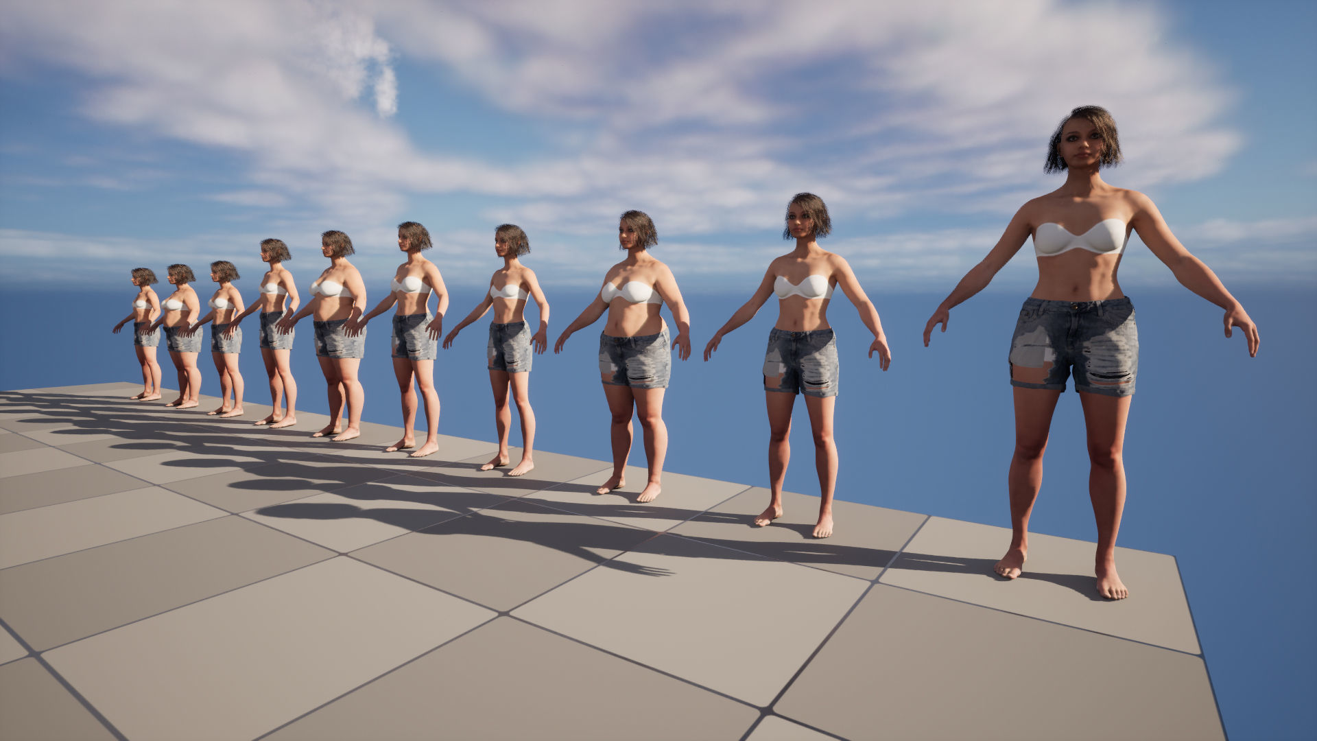 Denim Shorts 83 - All MH Bodies and UE5 Skeletons - Rigged Low-poly 3D model_18