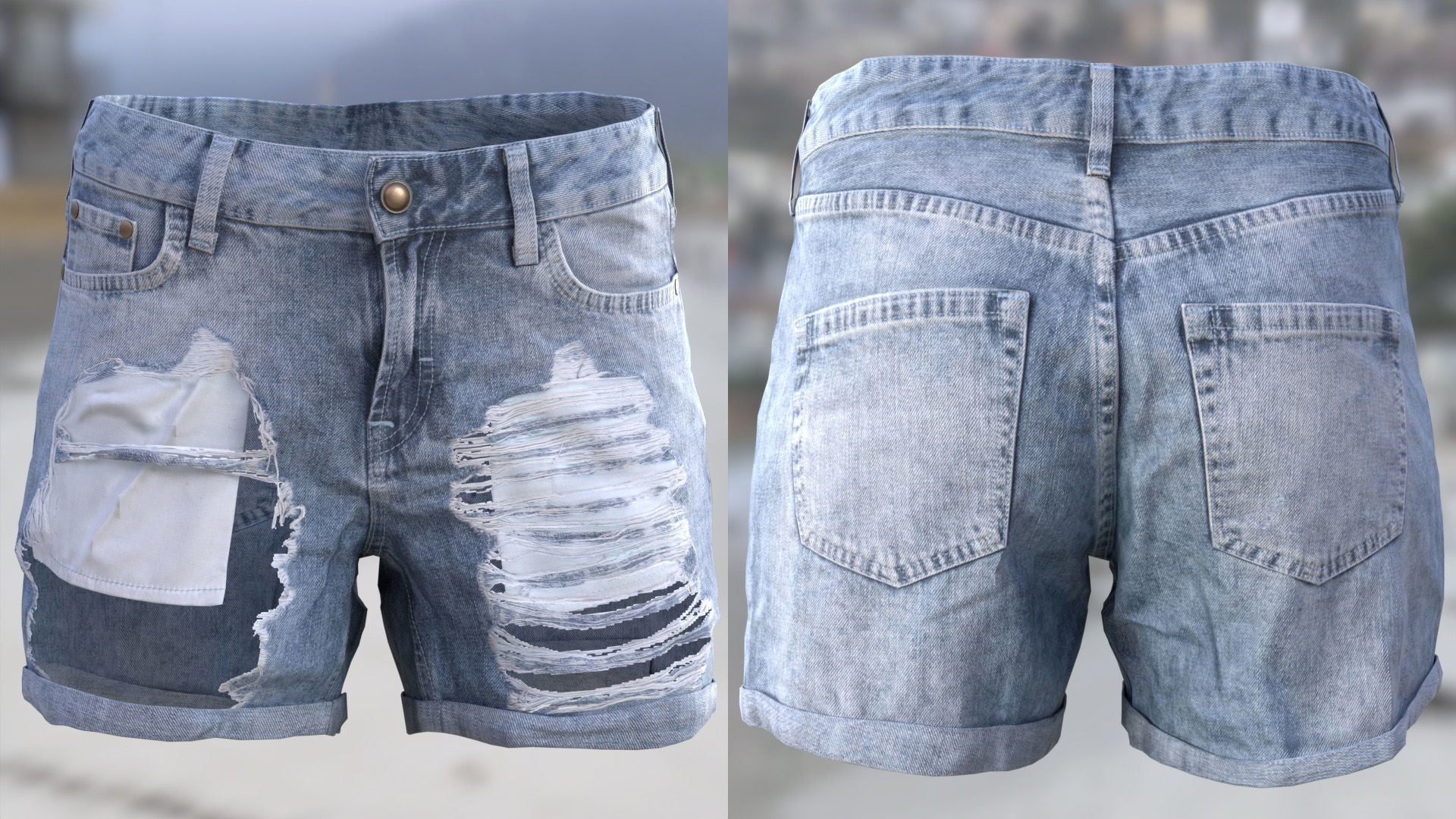 Denim Shorts 83 - All MH Bodies and UE5 Skeletons - Rigged Low-poly 3D model_9