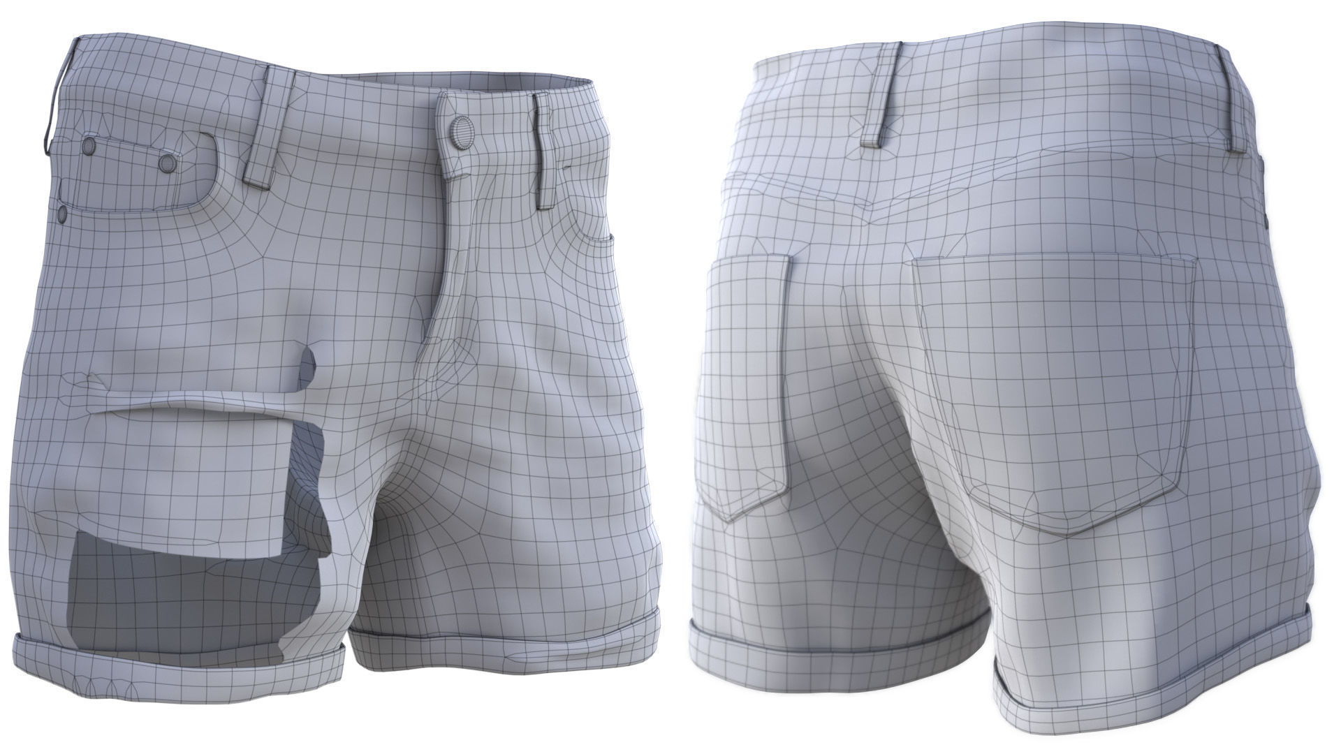 Denim Shorts 83 - All MH Bodies and UE5 Skeletons - Rigged Low-poly 3D model_22