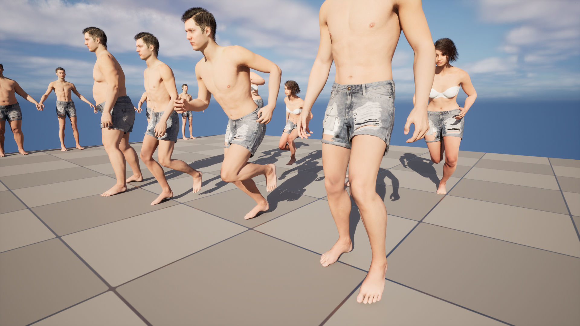 Denim Shorts 83 - All MH Bodies and UE5 Skeletons - Rigged Low-poly 3D model_16