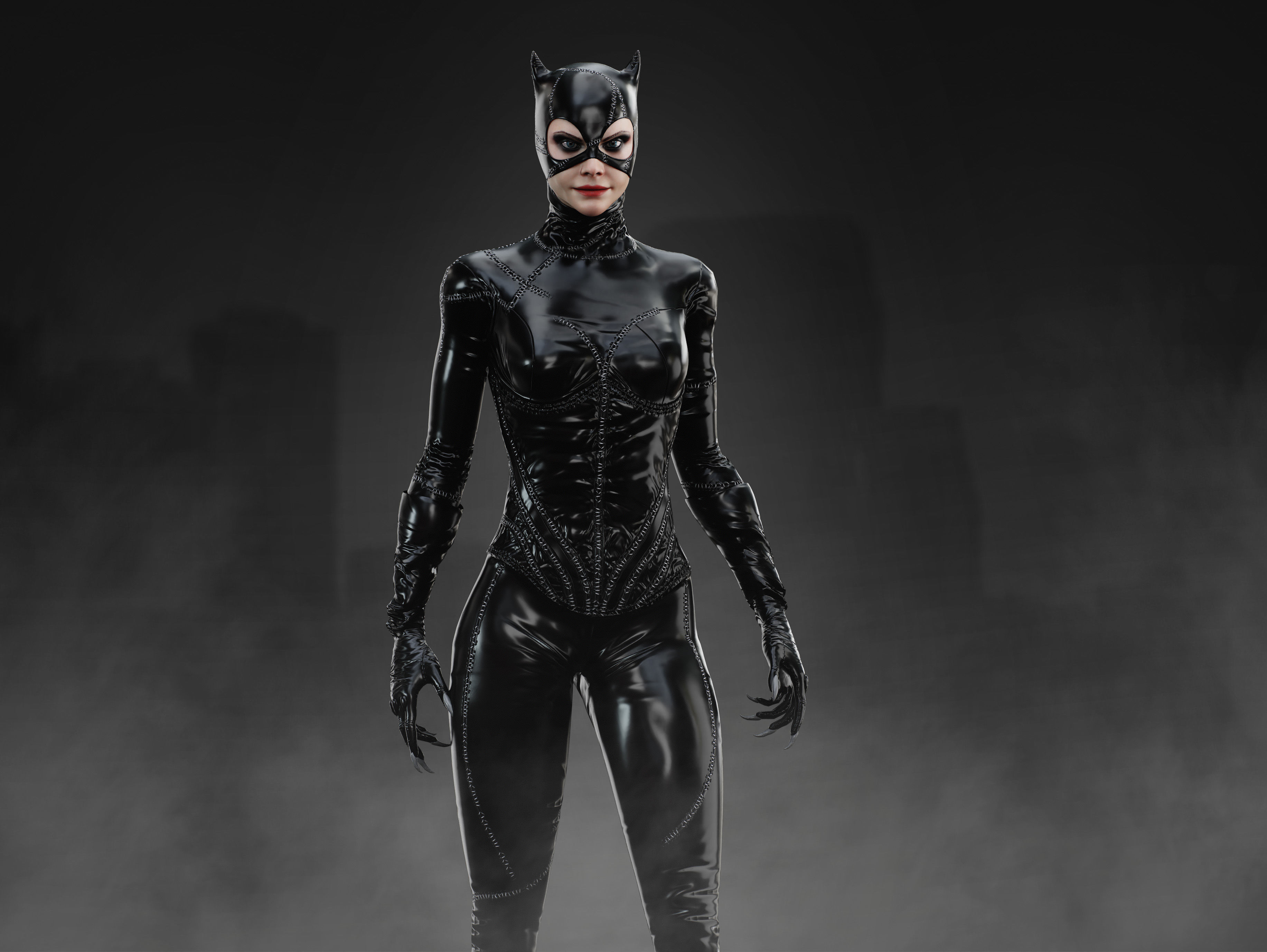 Catwoman Low-poly 3D model_10