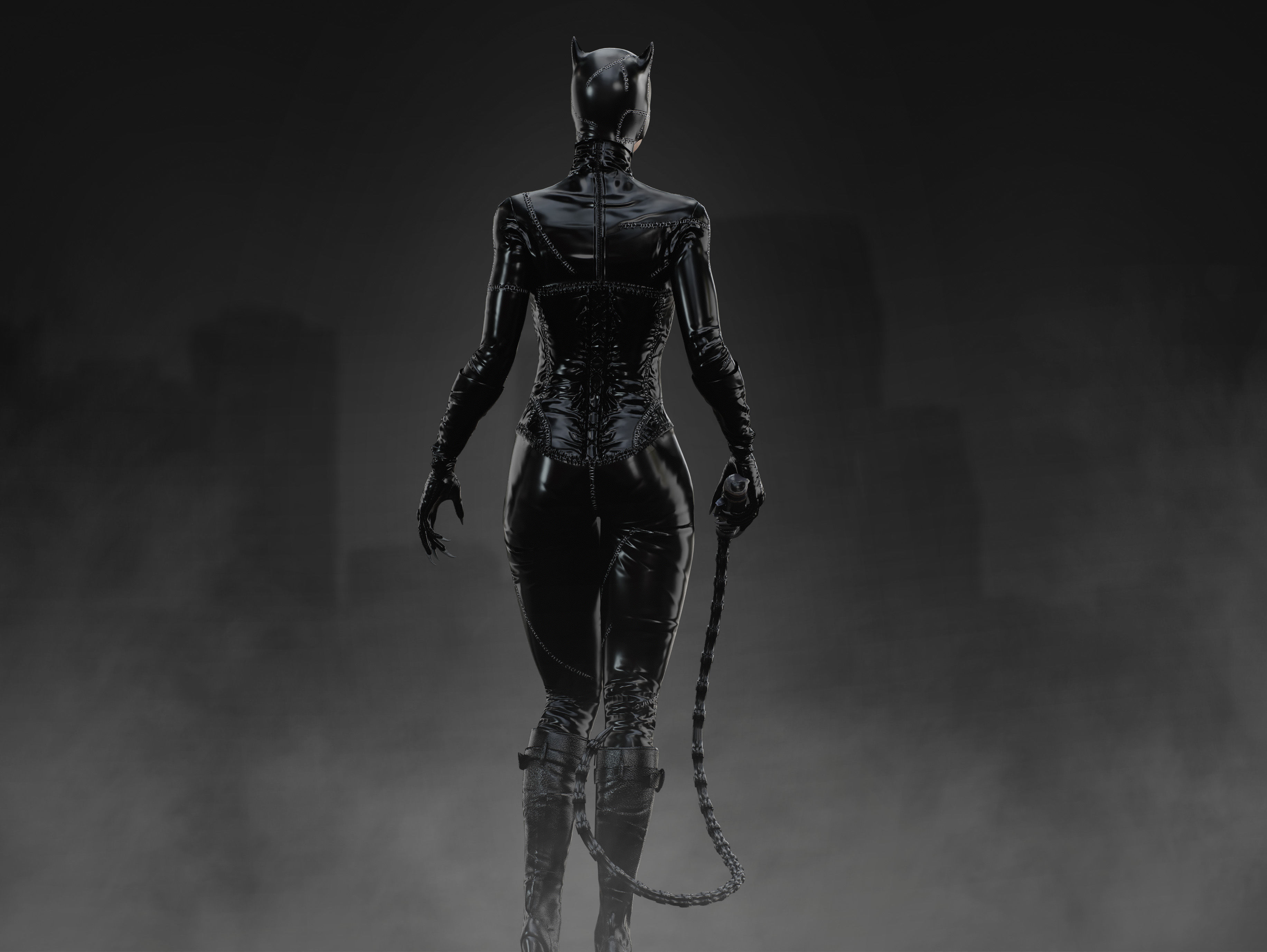 Catwoman Low-poly 3D model_7