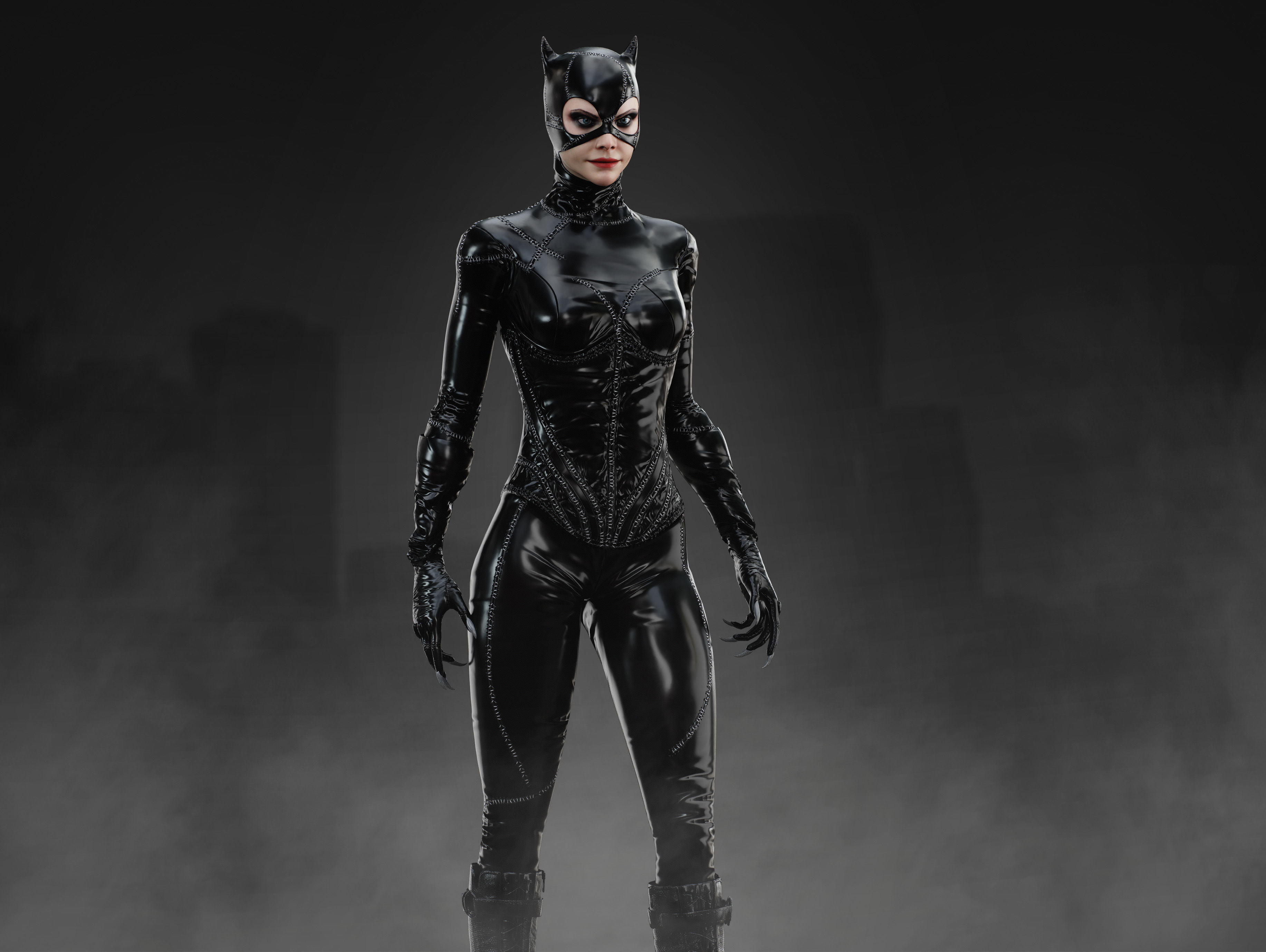 Catwoman Low-poly 3D model_6